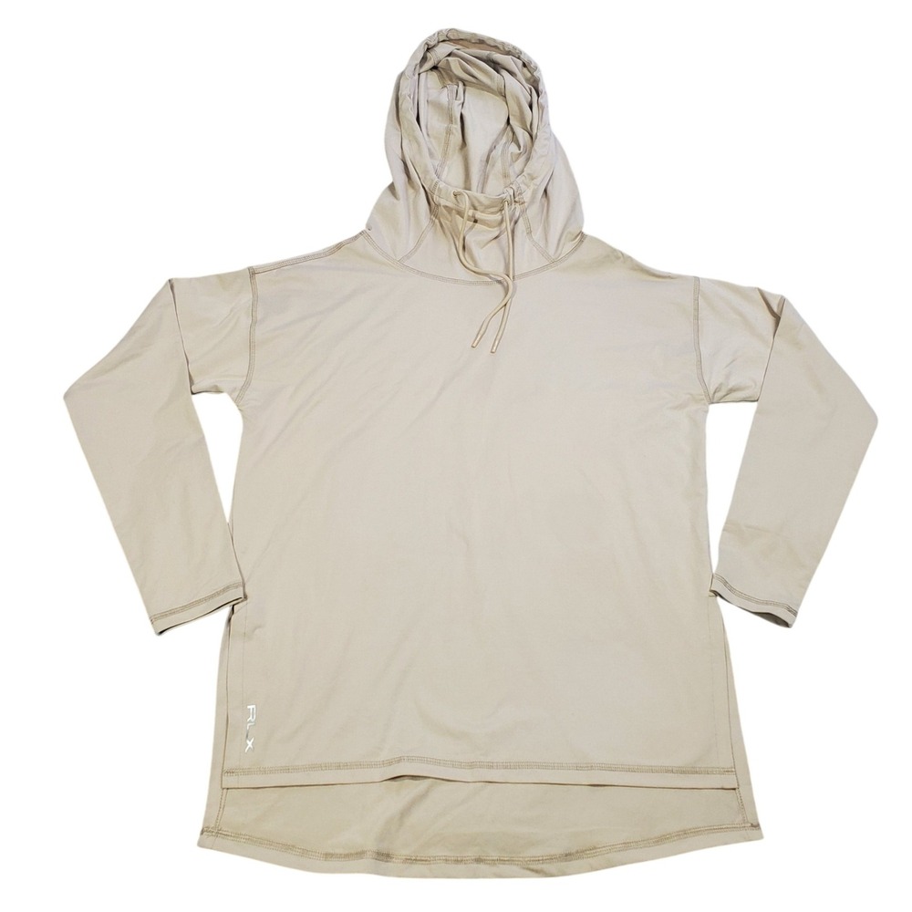 RLX Ralph Lauren Featherweight Hoodie Women Small Beige Tan Performance Golf New